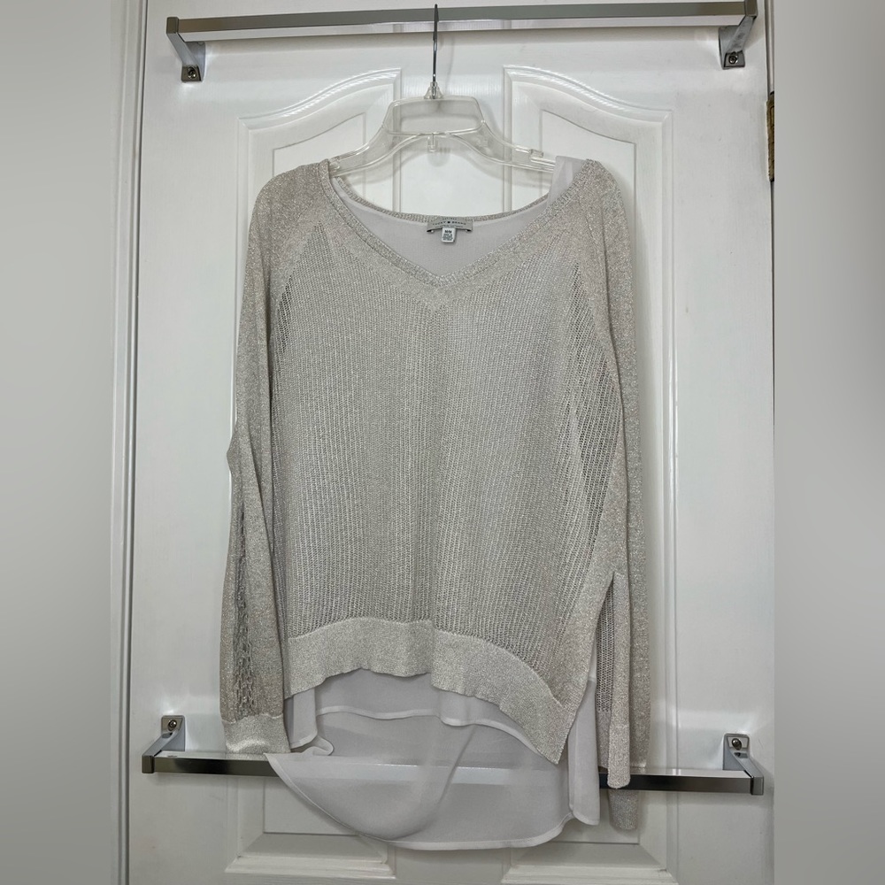 Lucky Brand Size Medium Long Sleeve Sparkly Gold Shirt